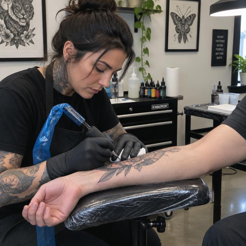 Tattoo artist at work — illustrative provider photo